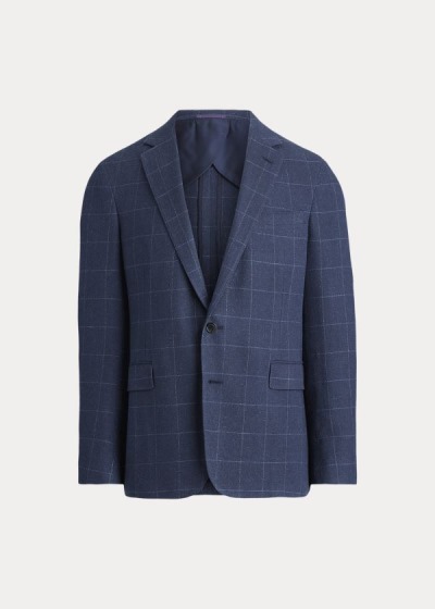 Cazadoras Ralph Lauren Hombre Azules / Azules Claro - Hadley Windowpane - YPNWL0194